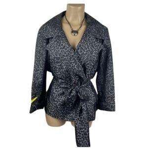 Express Y2K Leopard Cotton Wrap Belted Top S